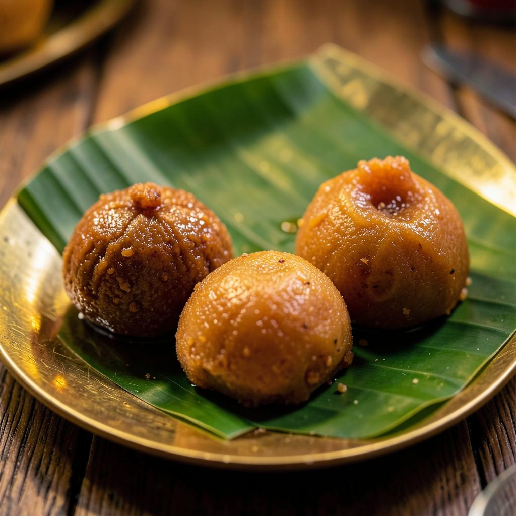 Traditional Bihari sweets thekua and khaja on a brass plate